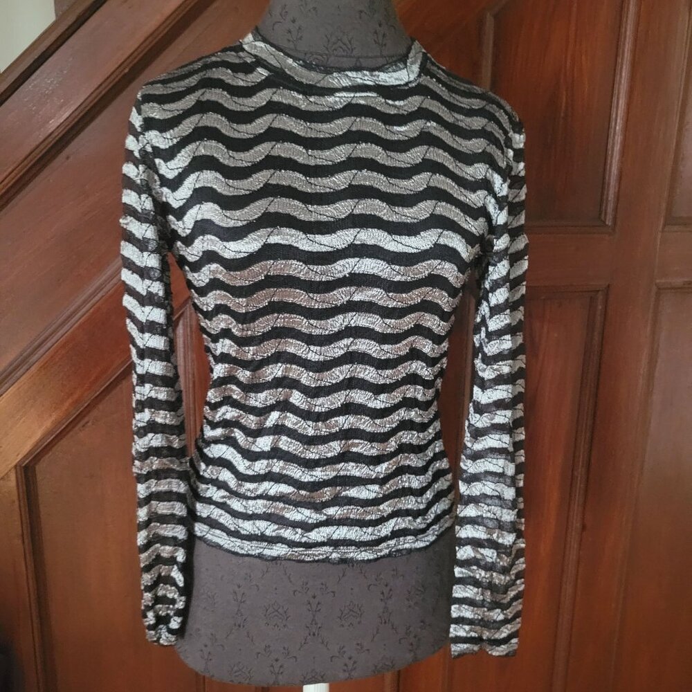 Hanky Panky Metallic Wavy Long Sleeve Top S